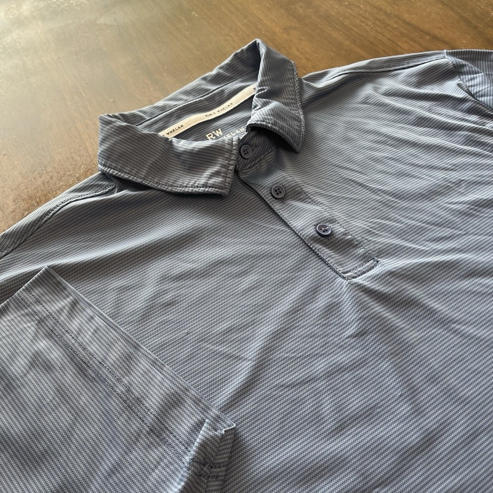 Rorie Whelan Men's XL Golf Polo Shirt Geometric Button Blue RW
